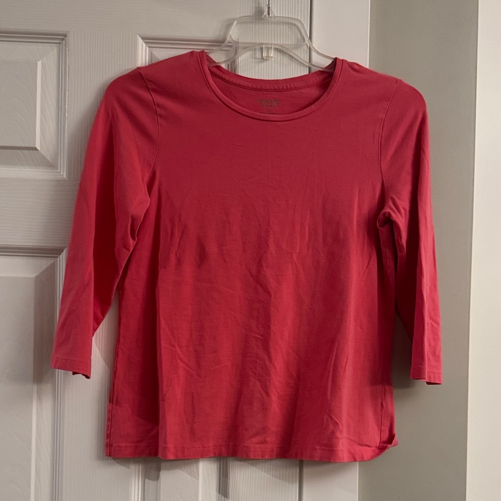 Women’s Classic Crewneck 3/4 Sleeve Top - Bright Pink